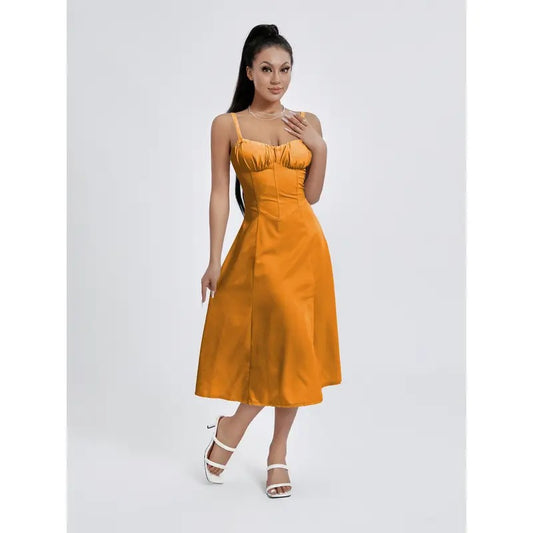 Women Summer Dress Solid Color Sleeveless Bandage Party A-line Dress for Cocktail Nightclub Beach Fashion Formal crew neck fashion Polyester Womenswear