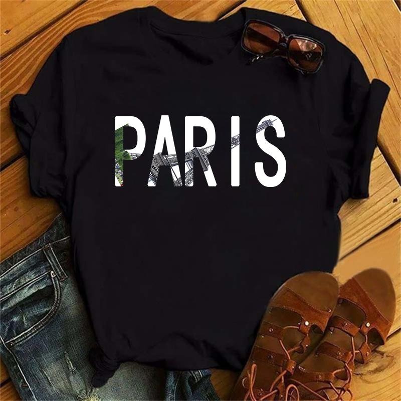 Women Summer Paris Letters Print Y2k T-shirt Ladies Short Sleeved Luxury Tee Clothing Loose Pure Cotton FOG Top Hoodie,...