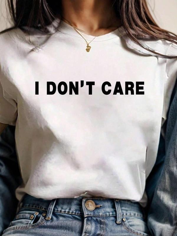 Women'WB shield " Swoosh Don'Lightsaber brand Care " Slogan Print Round Neck Tee, Casual Short Sleeve Crew Neck...