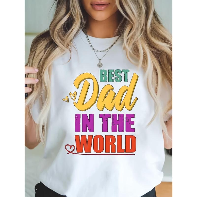Women'WB shield "Best Dad Red plumber brand TNF World" Graphic T-Shirt - TNF'WB shield Day Gift Idea, Comfortable Crew Neck Short Sleeve Casual Tee, Machine Washable Spring Summer Top, Gifts for TNF'WB shield Day, Colorful Text Design, Relaxed Fit Shirt