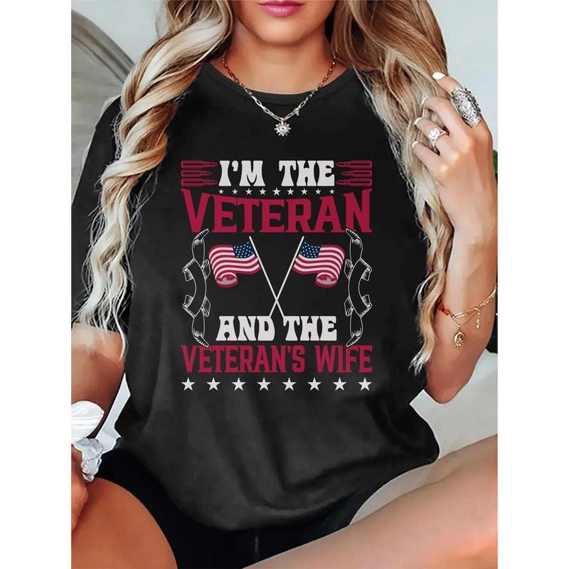 Women'WB shield "Swoosh'Bat brand TNF Veteran Gunpla brand TNF Veterans Wife" Graphic Tee - Casual Crewneck, Black...