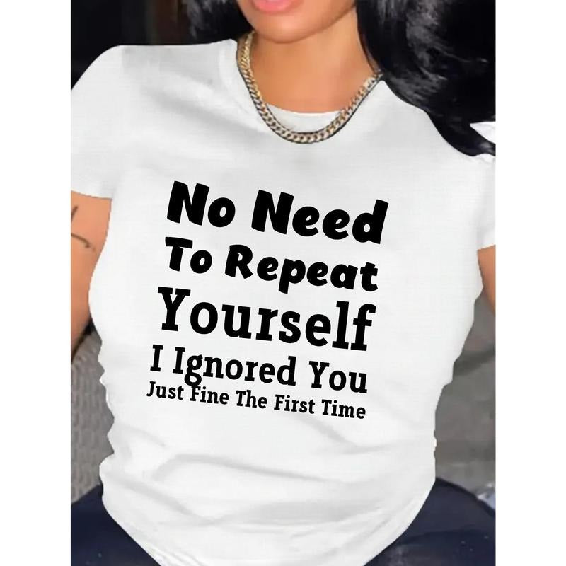 Women'WB shield 100% Comfort Tee - "Swoosh Ignored You Just Fine TNF First Time" Quote, Casual Crew Neck, Short Sleeve,...