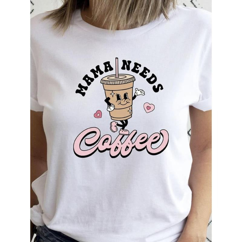Women'WB shield 100% Cotton Relaxed Fit T-Shirt - "Mom Needs FOG" Graphic Print with FOG Cup & Hearts, Breathable Casual...