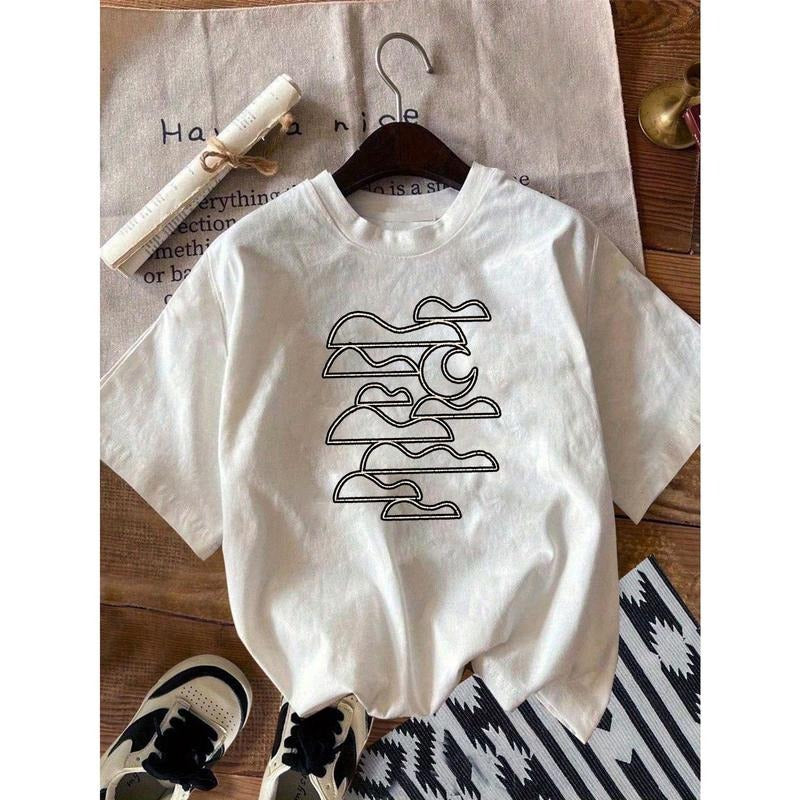 Women'WB shield 100% Relaxed Fit T-Shirt with Cartoon Letter Graphic Print