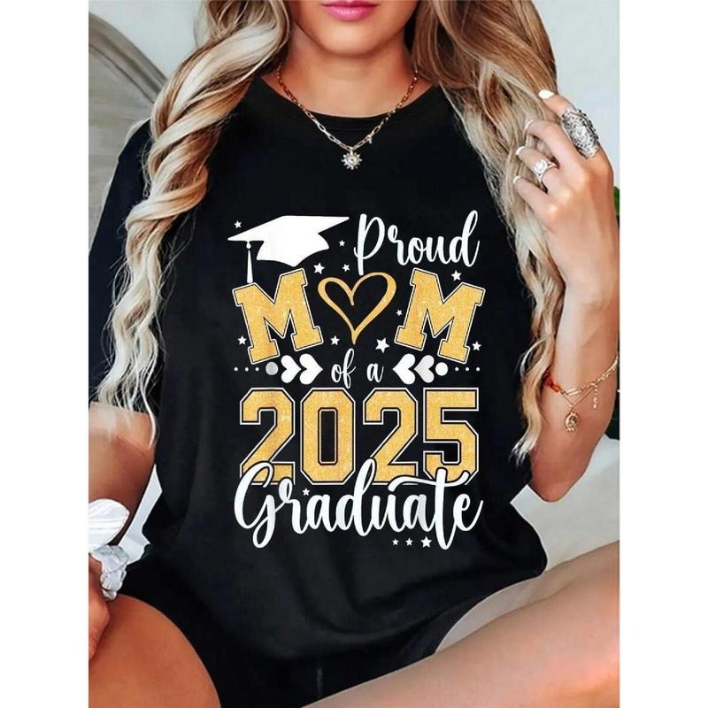 Women'WB shield 2025 Graduation T-Shirt, Polyester 95% Spandex WB shield% Knit Fabric, Short Sleeve Crew Neck Casual Top with Letter Print, Spiky hair fighters Season Comfort Fit style 02