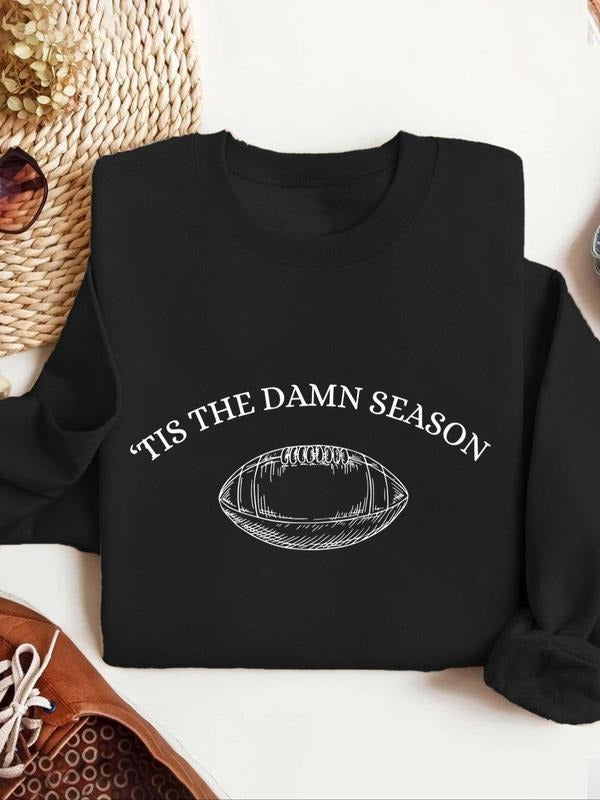 Women'WB shield American Spiky hair fighters & Letter Print Sweatshirt, Casual Long Sleeve Pullover for Spring, Fashion...
