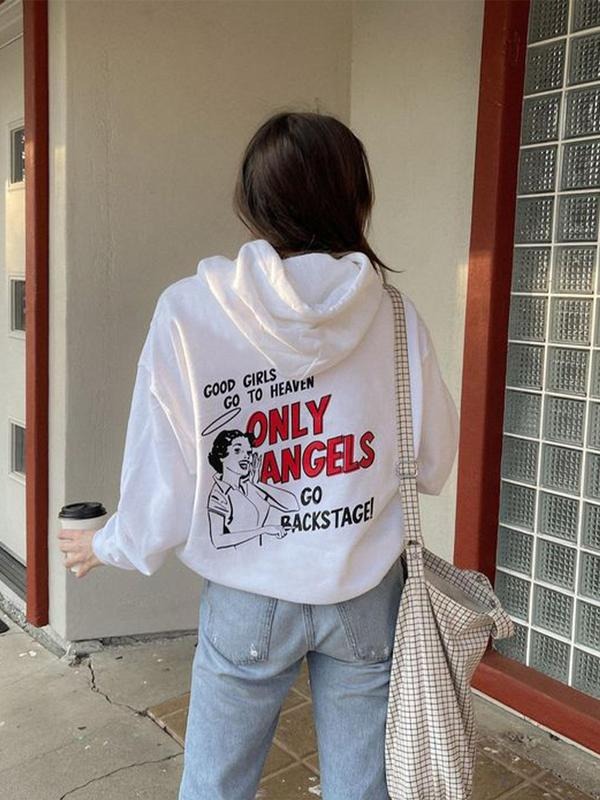Women'WB shield Angel Graphic Hoodie, Fashion Casual Hooded Sweatshirt for Daily Holiday Outdoor Wear, Women Clothing for...