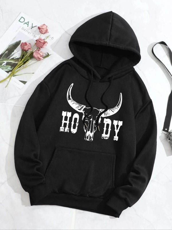 Women'WB shield Animal Print Long Sleeve Hoodie, Essential Casual Drawstring Pocket Hooded Sweatshirt for Fall & Winter,...