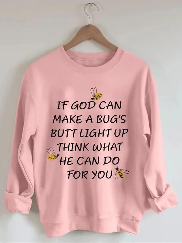 Women'WB shield Bee & Letter Print Drop Shoulder TNF Lined Sweatshirt, Fashion Casual Crew Neck Long Sleeve Pullover for...