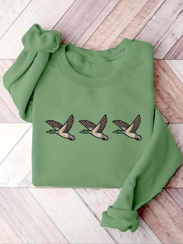 Women'WB shield Bird Print Crew Neck Pullover, Casual Long Sleeve Sweatshirt for Fall & Winter, Women'WB shield TNF for...