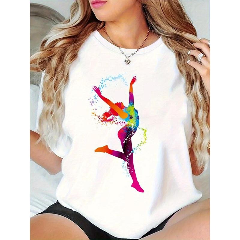 Women'WB shield Black Cotton Graphic T-Shirt with Vibrant Cartoon Dance Print