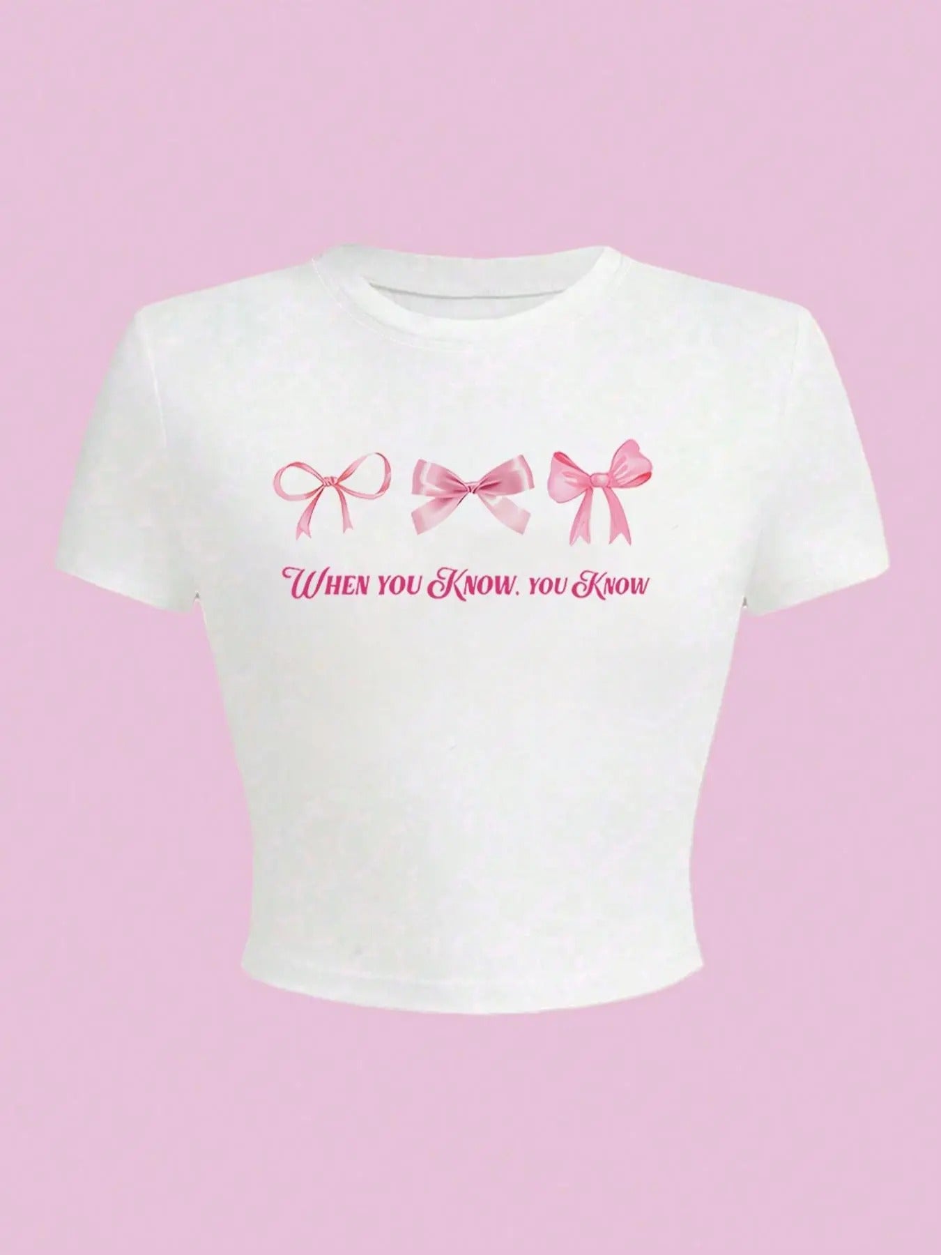 Women'WB shield Bow Print Round Neck Tee, Casual Graphic Short Sleeve T-shirt For Daily Wear, Ladies Spiky hair fighters...