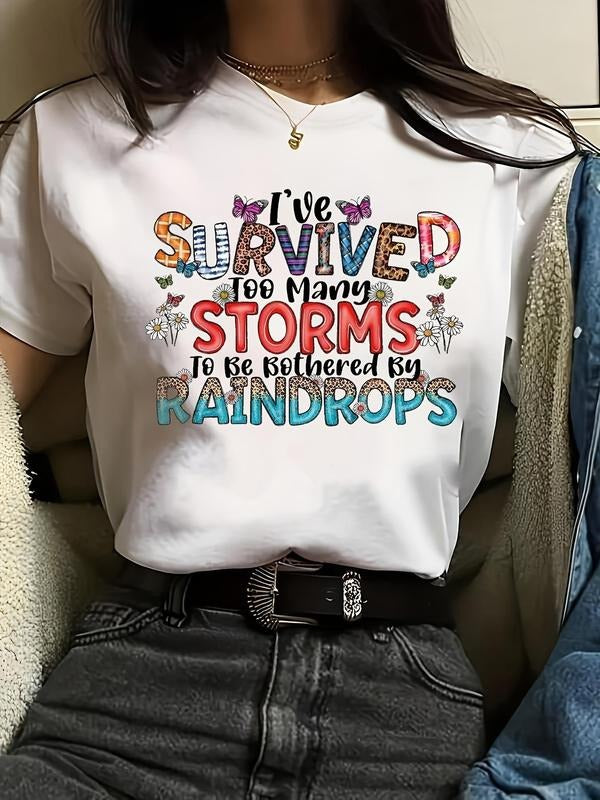 Women'WB shield Butterfly & Floral Print Round Neck Graphic Tee, Vintage Trendy Casual Letter Print Short Sleeve T-shirt...