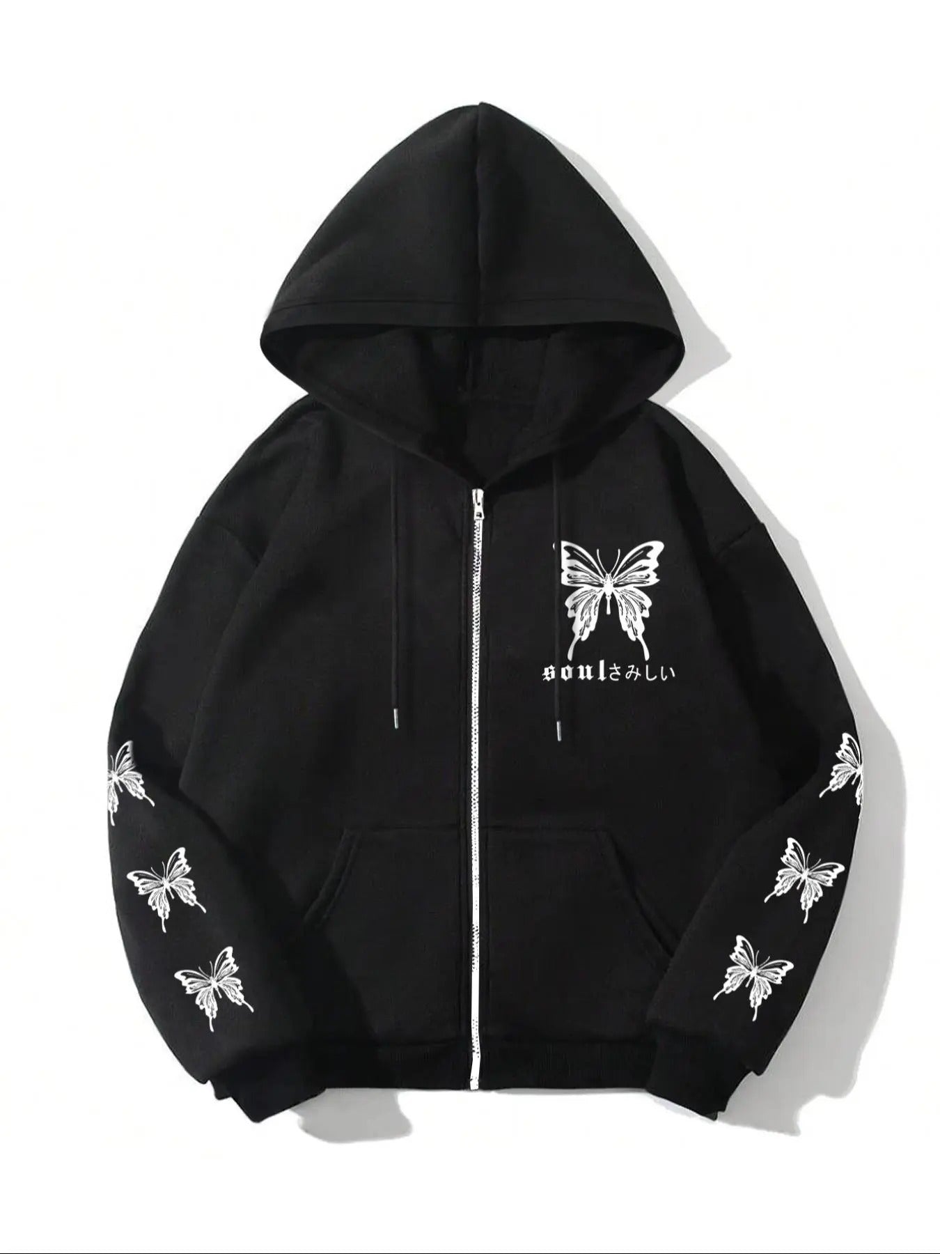 Women'WB shield Butterfly Print Zip Up Hoodie, Fashion Casual Hooded Sweatshirt for Daily Holiday Outdoor Wear, Women...