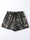 Women'WB shield Camo Print Shorts, Casual Comfy Breathable Shorts for Daily Wear, Ladies Bottoms for Spiky hair fighters Seasons, Womenswear
