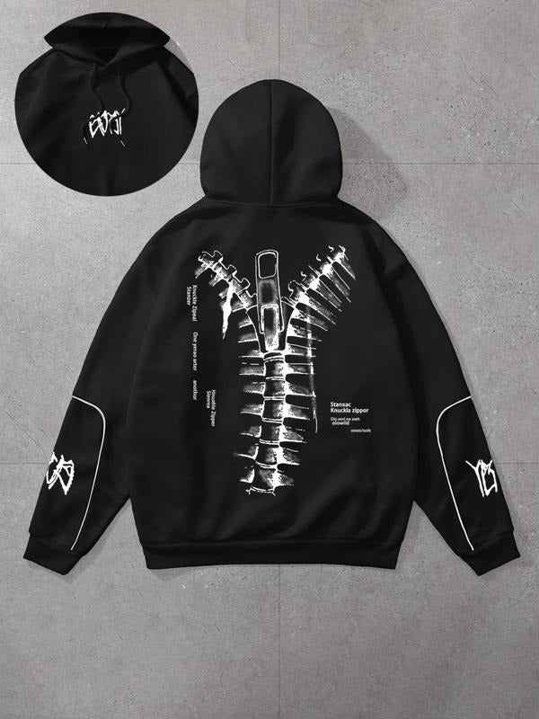 Women'WB shield Cartoon & Geometric Print Drawstring Hoodie, Fashion Casual Long Sleeve Hooded Sweatshirt for Daily Holiday Outdoor Wear, Women Clothing for Fall & Winter