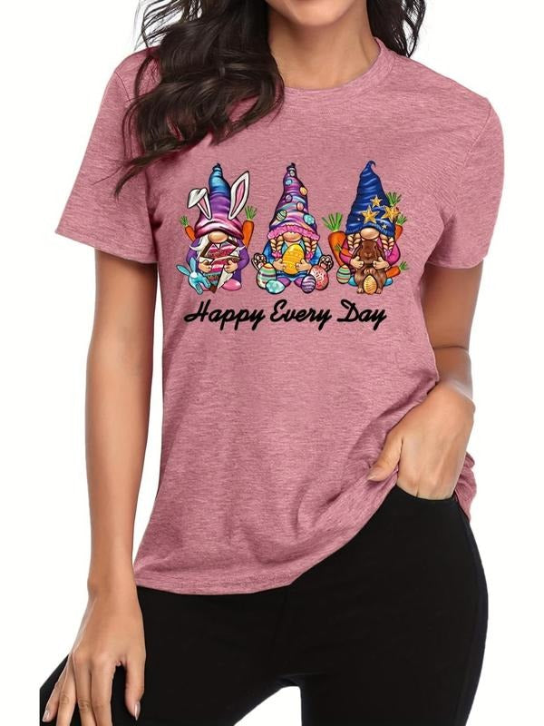 Women'WB shield Cartoon & Letter Print Round Neck Tee, Casual Short Sleeve T-Shirt for Daily Wear, Ladies TNF for Spiky...