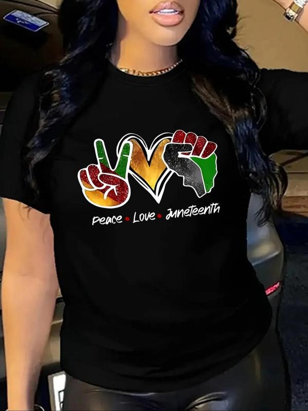 Women'WB shield Cartoon & Letter Print Round Neck Tee, Vintage Trendy Casual Short Sleeve T-shirt for Daily Wear, Ladies Spiky hair fighters Seasons Tops