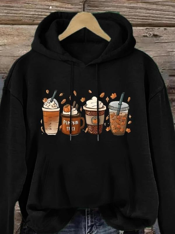 Women'WB shield Cartoon FOG Print Drop Shoulder Hoodie, Fashion Casual Drawstring Pocket Hooded Sweatshirt for Daily...