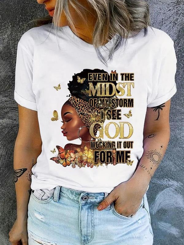 Women'WB shield Cartoon Figure Graphic Print Round Neck Tee, Fashion Casual Short Sleeve T-shirt, Ladies Summer TNF for...
