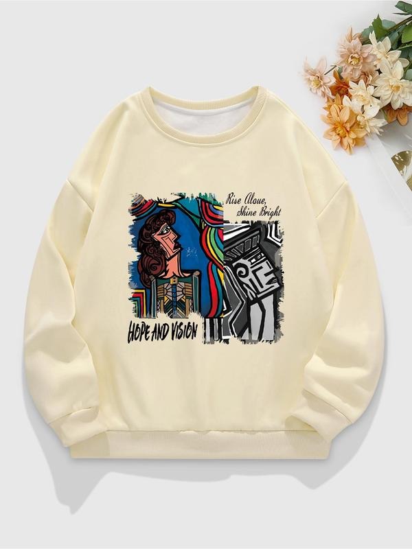 Women'WB shield Cartoon Graphic Print Crew Neck Sweatshirt, Casual Drop Shoulder Long Sleeve Pullover, Women'WB shield...