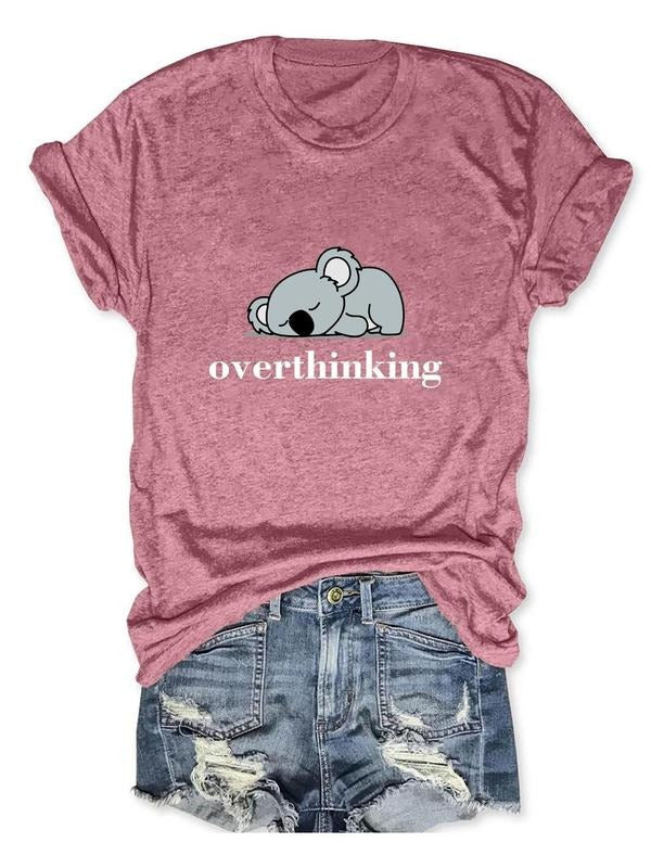 Women'WB shield Cartoon Koala & Letter Print Round Neck Tee, Casual Short Sleeve T-shirt for Daily Wear, Ladies TNF for...