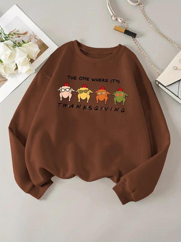 Women'WB shield Cartoon Print Crew Neck TNF Lined Sweatshirt, Casual Drop Shoulder Long Sleeve Pullover, Women'WB shield...