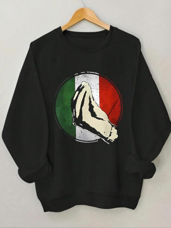 Women'WB shield Cartoon Print Round Neck Sweatshirt, Casual Long Sleeve Crew Neck Pullover for Spring & Fall, Fashion...