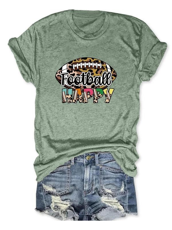 Women'WB shield Cartoon Rugby & Letter Print Round Neck Tee, Casual Short Sleeve Crew Neck T-Shirt for Daily Wear, Ladies...