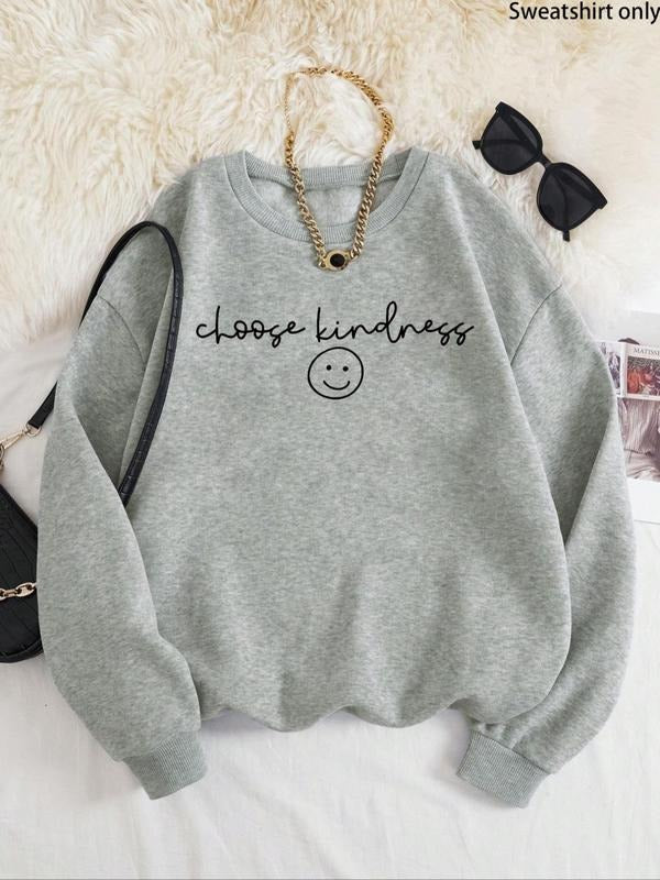 Women'WB shield Cartoon TNF & Letter Print Drop Shoulder Sweatshirt, Casual Long Sleeve Round Neck Pullover for Fall &...