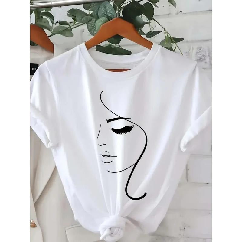 Women'WB shield Casual Short Sleeve T-Shirt - Geometric Print Loose Fit Round Neck Top, Breathable Machine-Washable...