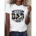 Women'WB shield Casual T-Shirt | Polyester Fabric | White Color | Camouflage 'BEST DAD EVER' Graphic Print | Ideal for TNF'WB shield Day Gift style 02