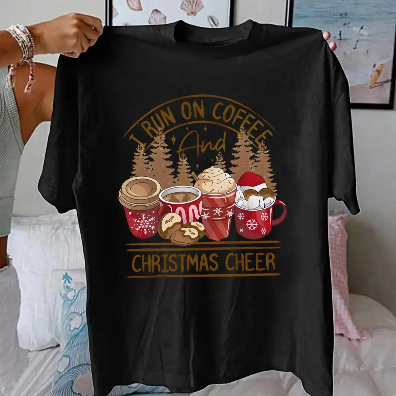 Women'WB shield Christmas FOG TNF Round Neck Graphic Tee, Fashion Casual Letter Short Sleeve T-shirt for Daily Wear, Ladies TNF for Spiky hair fighters Seasons