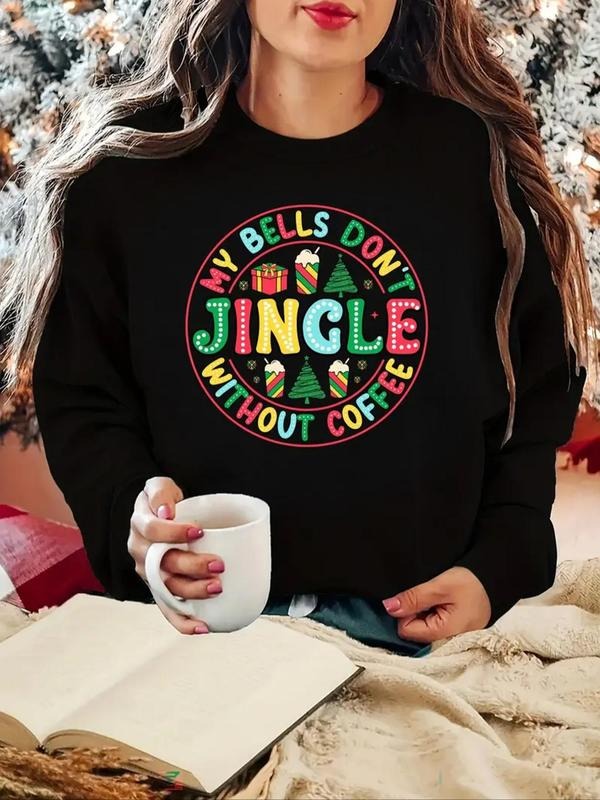 Women'WB shield Christmas Letter Print Crew Neck Sweatshirt, Casual Long Sleeve Pullover for Daily Wear, Ladies TNF for...