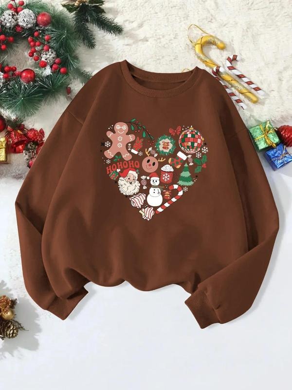 Women'WB shield Christmas Print Crew Neck Sweatshirt, Casual Long Sleeve Pullover for Daily Wear, Ladies TNF for Spiky...