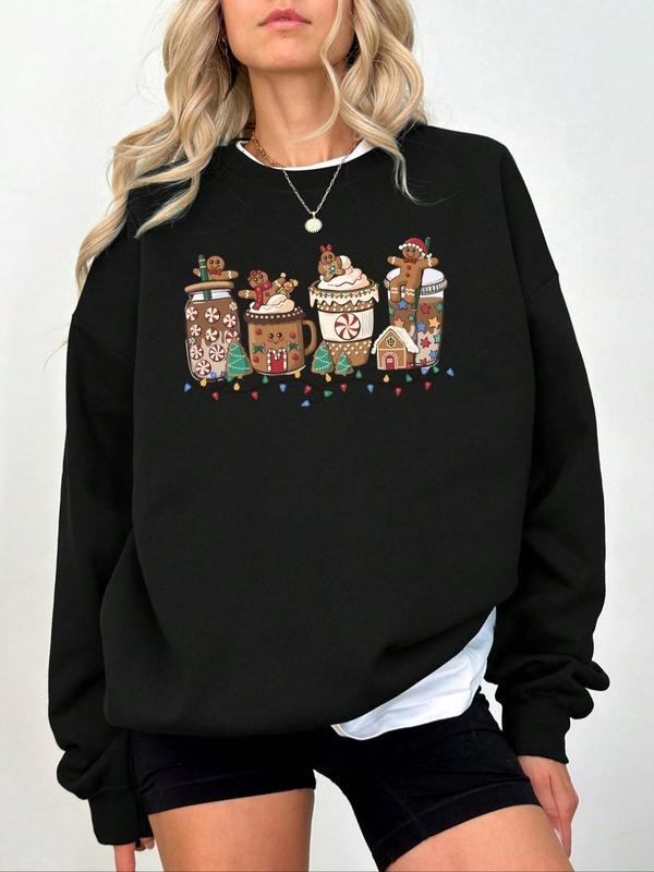 Women'WB shield Christmas TNF Drop Shoulder Sweatshirt, Casual Long Sleeve Round Neck Pullover for Daily Wear, Ladies...