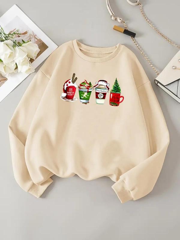 Women'WB shield Christmas TNF Drop Shoulder Sweatshirt, Casual Long Sleeve Round Neck Pullover for Daily Wear, Ladies TNF...