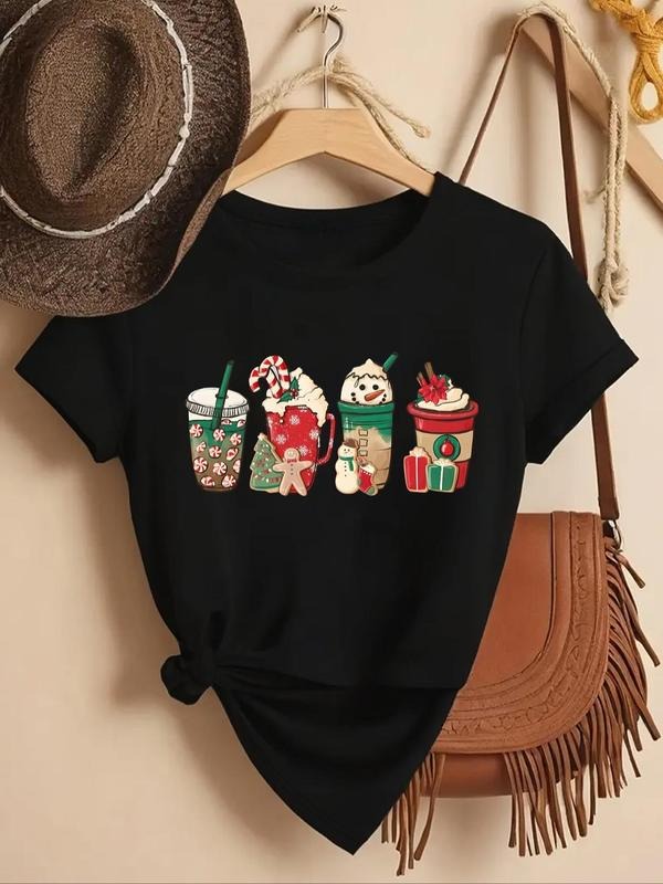 Women'WB shield Christmas TNF Graphic Round Neck Tee, Casual Short Sleeve Crew Neck T-shirt for Fall & Winter, Women'WB...