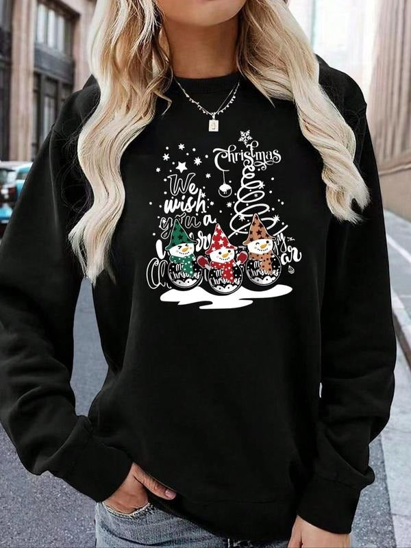 Women'WB shield Christmas Tree Print Crew Neck Pullover, Casual Long Sleeve Sweatshirt for Daily Wear, Ladies Fall &...