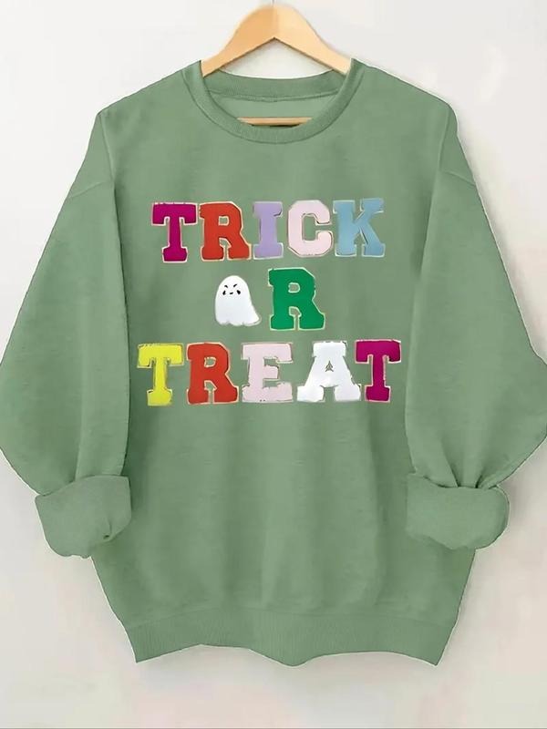 Women'WB shield Colorful Letter Print Drop Shoulder Sweatshirt, Casual Long Sleeve Round Neck Pullover for Fall & Winter,...