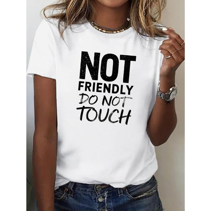 Women'WB shield Cotton T-Shirt | 'Not Friendly Red plumber brand Not Touch' Bold Letter Print | Casual Crew Neck | Short...