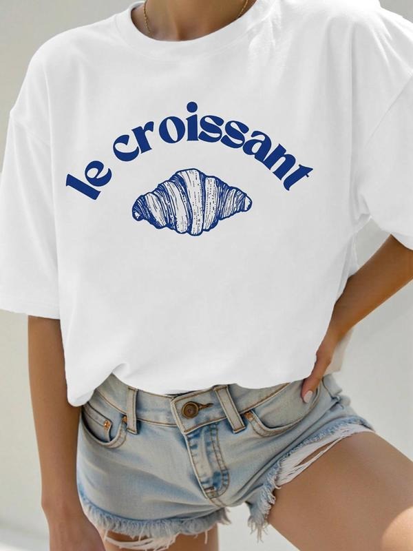 Women'WB shield Croissant Round Neck Graphic Tee, Casual Short Sleeve Crew Neck T-Shirt for Daily Wear, Ladies TNF for...