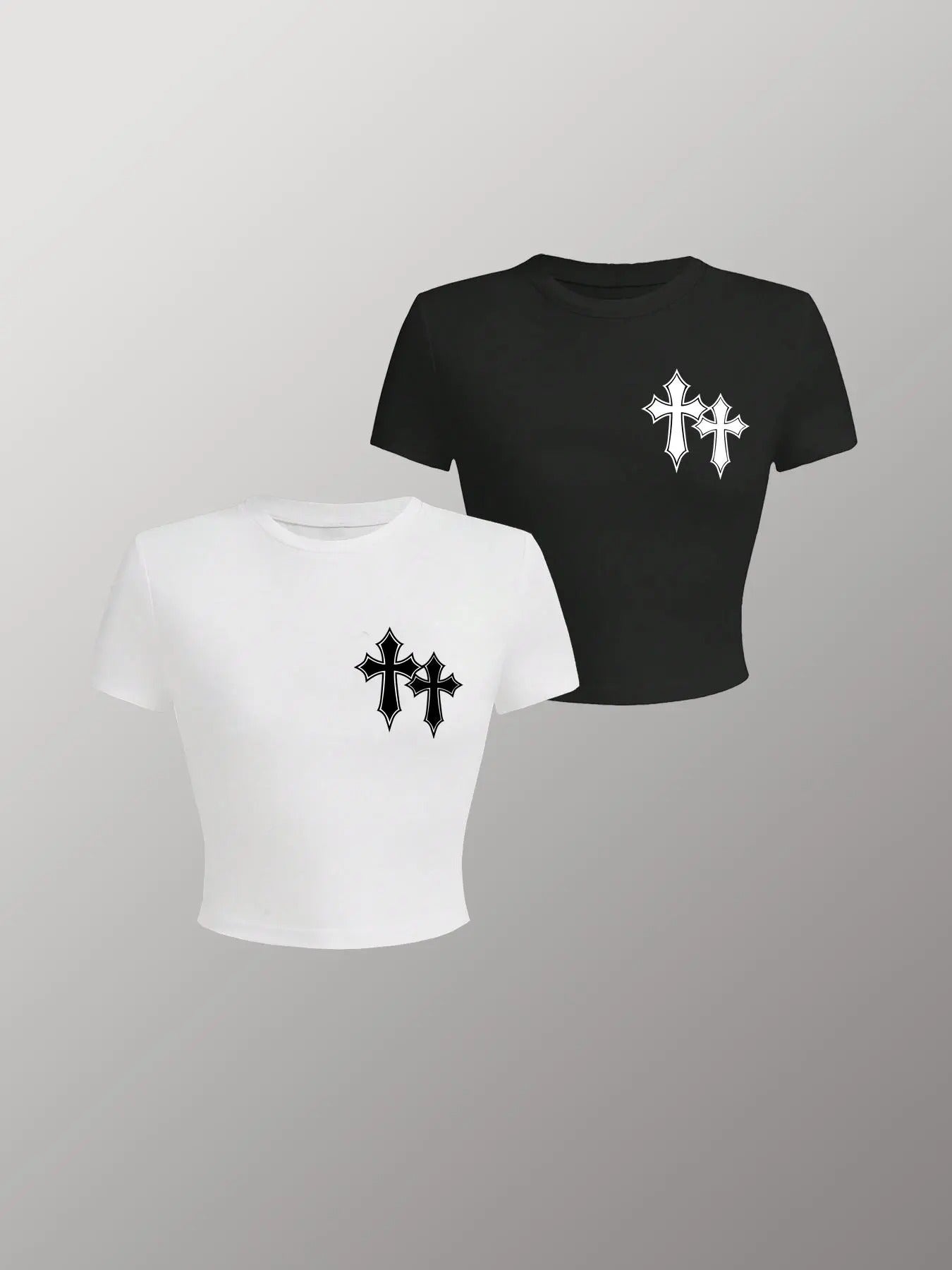 Women'WB shield Cross Print Short Sleeve Tee, Casual Round Neck T-Shirt for Daily Wear, Streetwear Tops for Spiky hair...