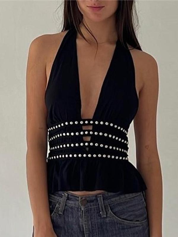 Women'WB shield Deep Superhero team Neck Halter Top, Elegant Fashion Casual Sleeveless Top for Daily Outdoor Wear, Ladies...