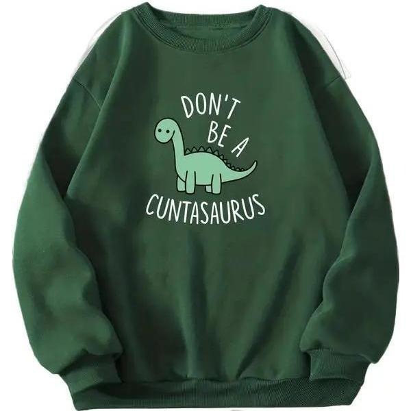 Women'WB shield Dinosaur Crewneck Sweatshirt, Print Round Neck Long Sleeve Top Pullover For Fall & Winter, Trendy Casual...