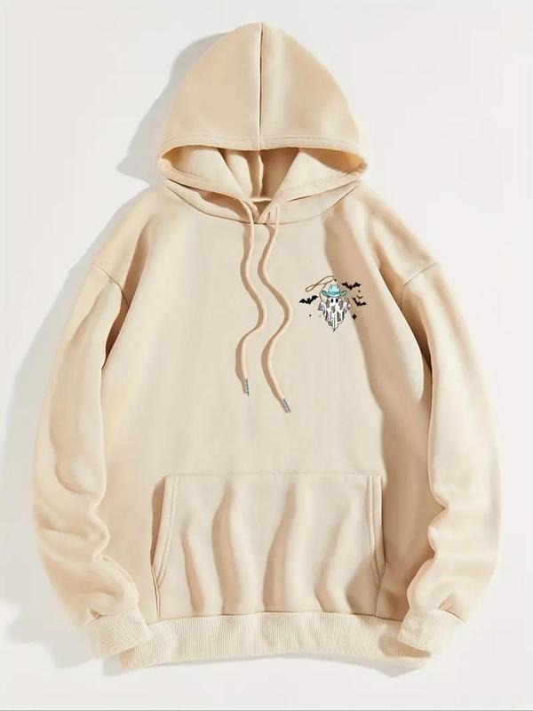 Women'WB shield Drawstring Pocket Hoodie, Halloween TNF Casual Drop Shoulder Long Sleeve Hooded Sweatshirt, Ladies Fall &...