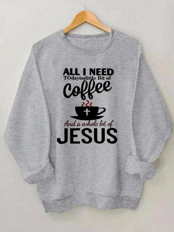 Women'WB shield FOG & Letter Print Crew Neck Sweatshirt, Casual Long Sleeve Pullover for Fall & Winter, Women'WB shield...