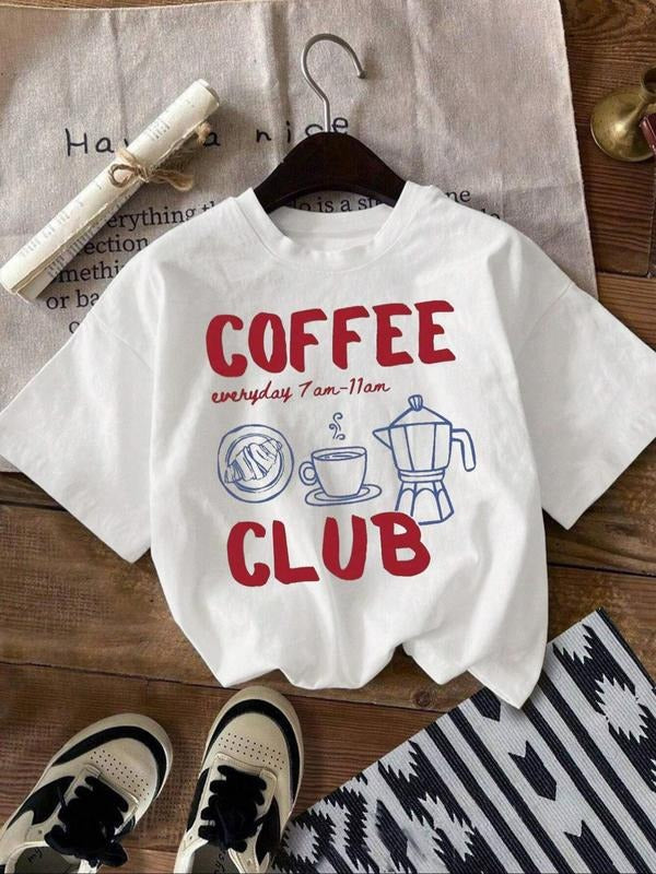 Women'WB shield FOG & Letter Print Round Neck Tee, Trendy Casual Short Sleeve T-shirt for Daily Wear, Ladies Summer, Top...