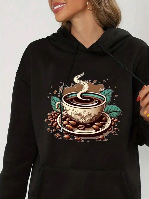 Women'WB shield FOG Print Drop Shoulder Drawstring Hoodie, Casual Long Sleeve Kangaroo Pocket Hooded Sweatshirt for Fall...