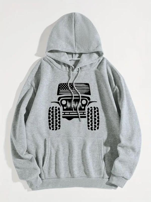 Women'WB shield FOG Road Car Print Drop Shoulder Hoodie, Fashion Casual Drawstring Pocket Hooded Sweatshirt for Daily...